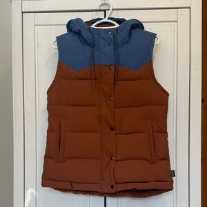 Patagonia Women's Bivy Hooded Vest, Size M, Brown & Blue